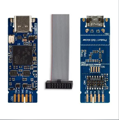 STLINK-V3MINIE is a stand-alone debugging and programming tiny probe for STM32 microcontrollers.